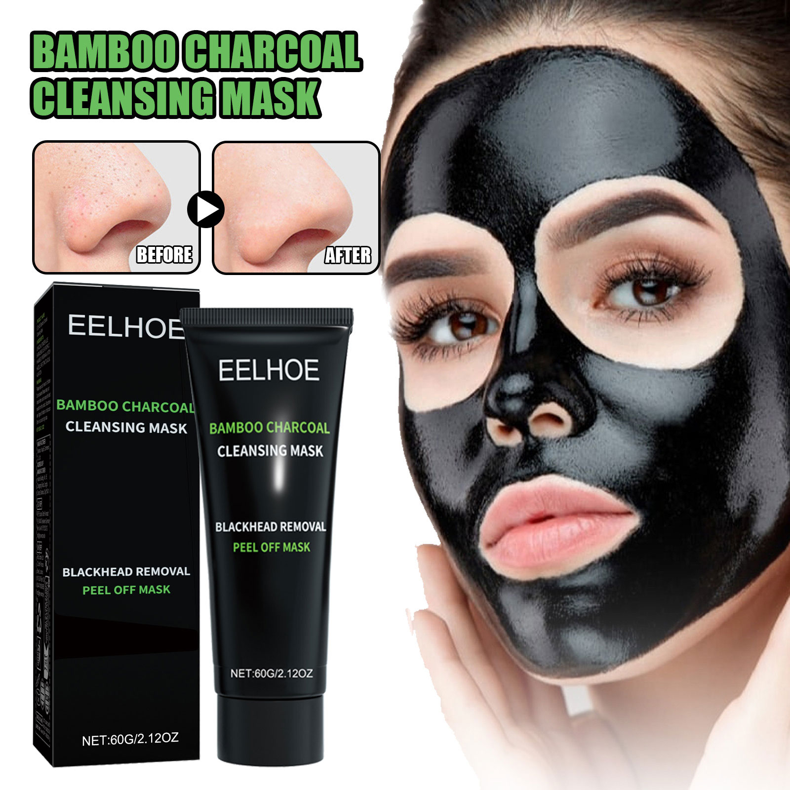 Mud Mask Kaolin - Mascarilla desgarradora de carbón de bambú,