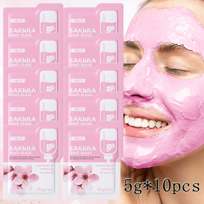 Mud Mask Kaolin - 10pcsLAIKOU Sakura Bolsa de mascarilla de