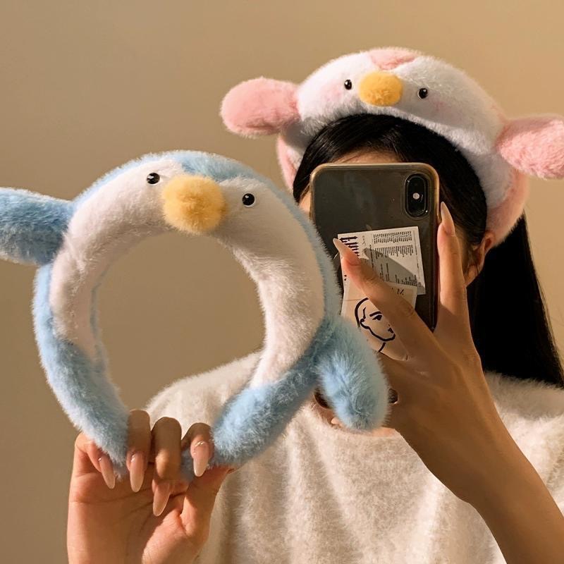 Skincare Pink - Diadema de Peluche de Pingüino Adorable